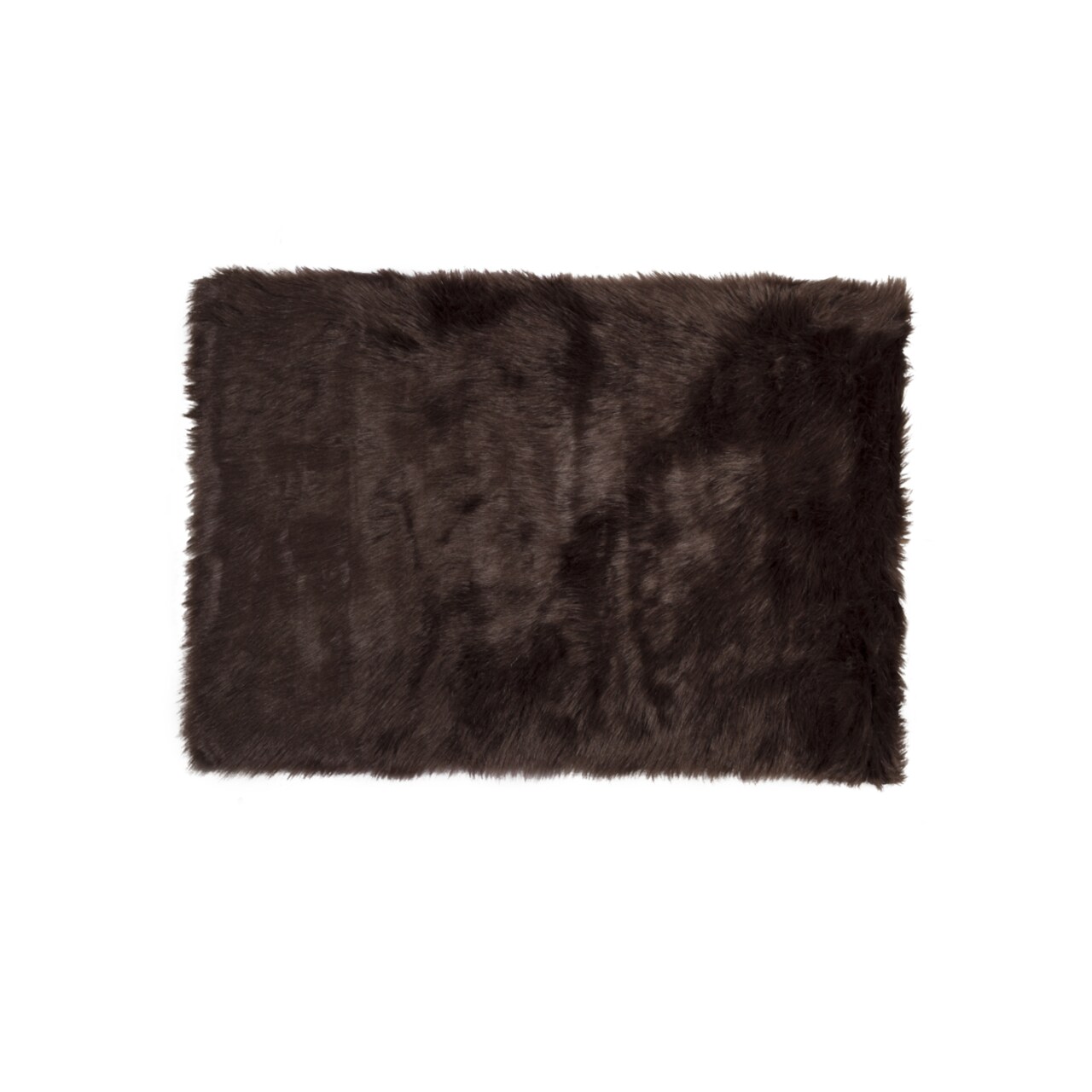 LUXE FAUX FUR HUDSON FAUX SHEEPSKIN RUG/THROW 2'X3' CHOCOLATE